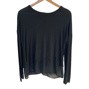 Rag & Bone Long Sleeve Modal Silk Mixed Media Top